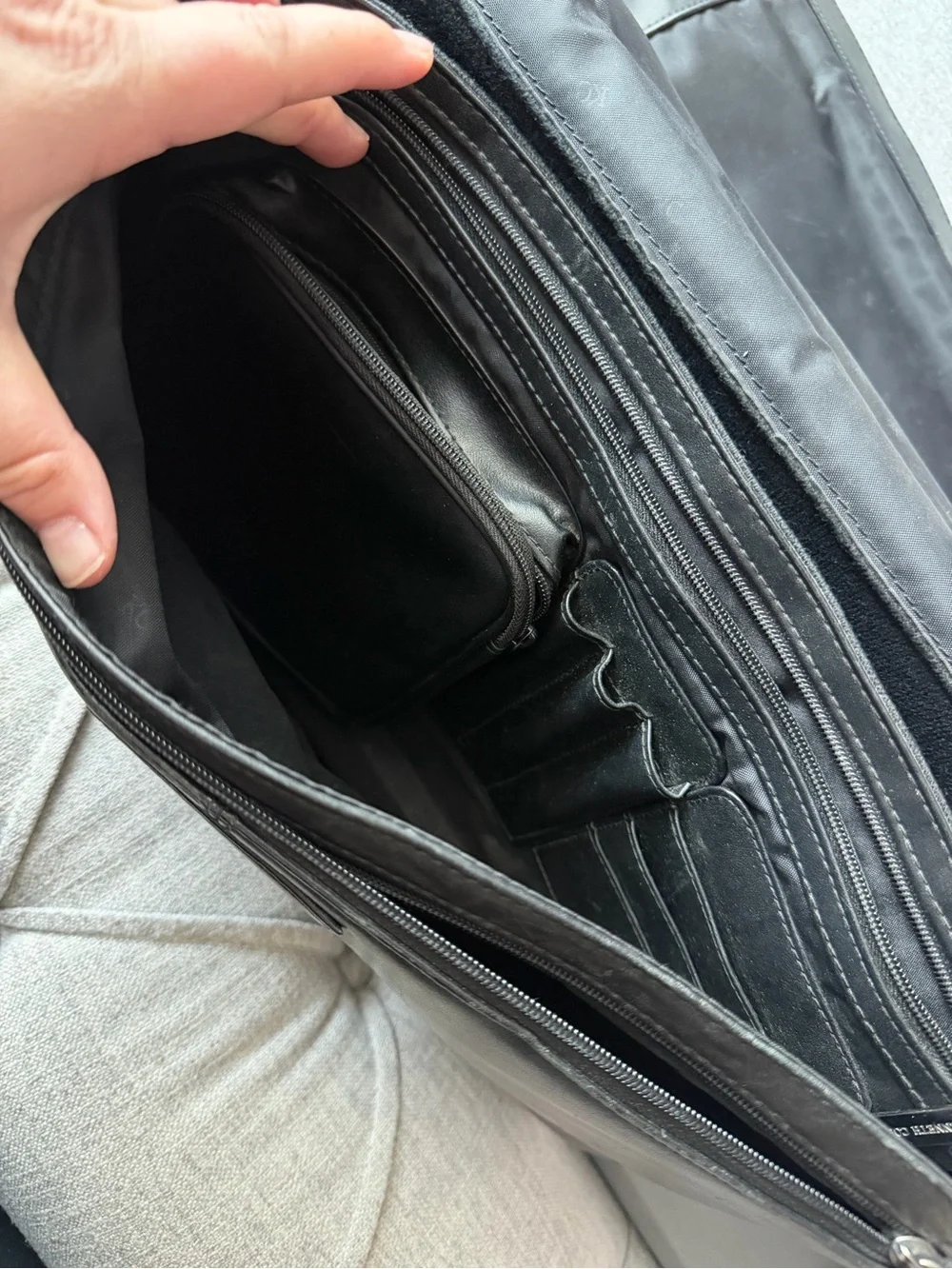 Kenneth Cole Black Leather Briefcase for Men